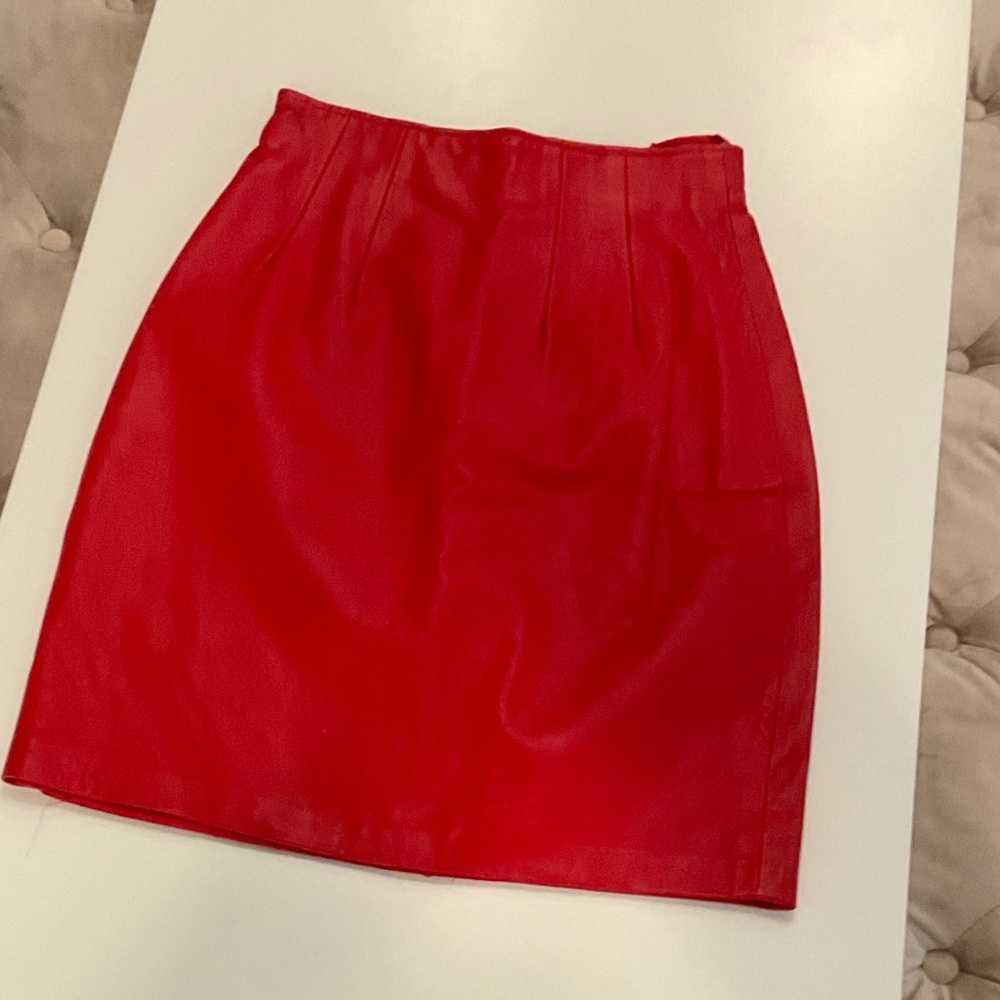 Cedars Red Leather Pencil Skirt